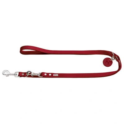 Afbeelding van Hunter Verstelbare Looplijn Leder Rood Hondenriem 200x1.6 cm