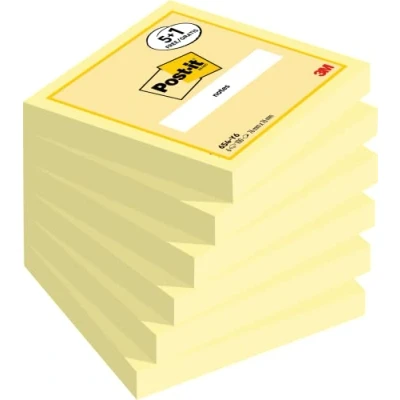 Image de Post it Lot de 5 blocs notes Jaune 76x76mm + 1 gratuit