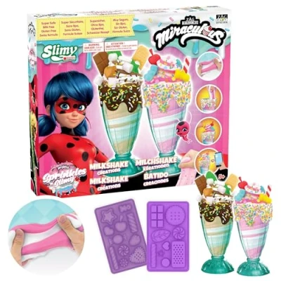 Afbeelding van Miraculous Ladybug Sprinkles n&#039; Slimy milkshake slijmset voor meisjes en jongens, rollenspeelspeelgoed kinderen met beker, vormen, slijm lichte klei, glazuur vulling
