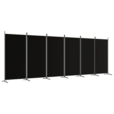 Afbeelding van vidaXL Kamerscherm met 6 panelen 520x180 cm stof zwart