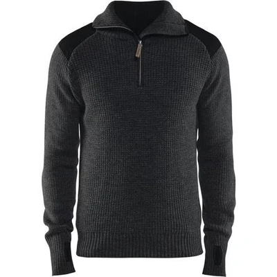 Image de Sweat en laine col zippé gris foncé/noir