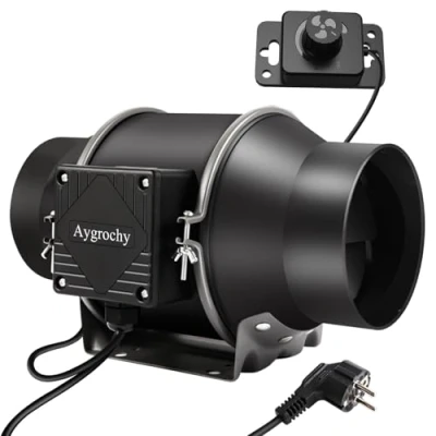 Afbeelding van Aygrochy 150 mm afzuigventilator, afvoerventilator 595 m3/h met variabele snelheidsregelaar