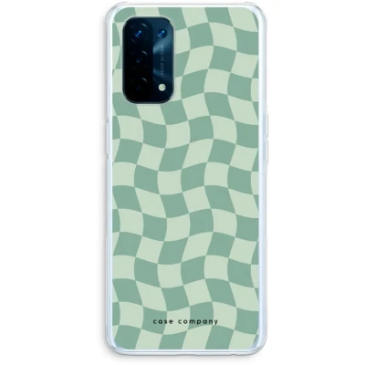 Afbeelding van Case Company® hoesje geschikt voor Oppo A74 5G Grid Groen Soft Cover Telefoonhoesje Bescherming aan alle Kanten en Schermrand