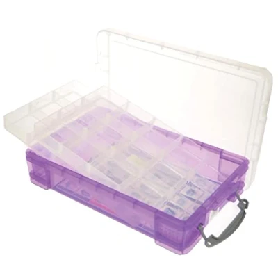 Afbeelding van Really Useful Box opbergdoos 4 liter met 2 dividers, transparant paars