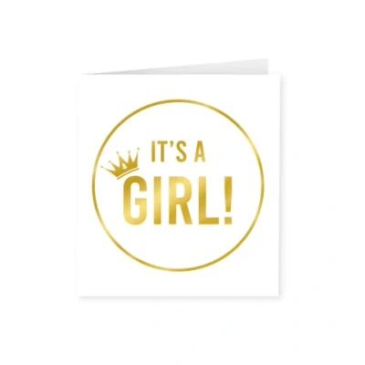 Afbeelding van Gold white cards It&#039;s a girl