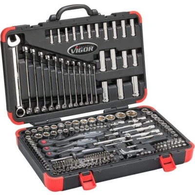 Afbeelding van VIGOR V3277N Gereedschapset 216 6,3 (1/4&quot;), 10 (3/8&quot;), 12,5 (1/2&quot;) Buiten zeszijdig, Zeskant, Vierkant