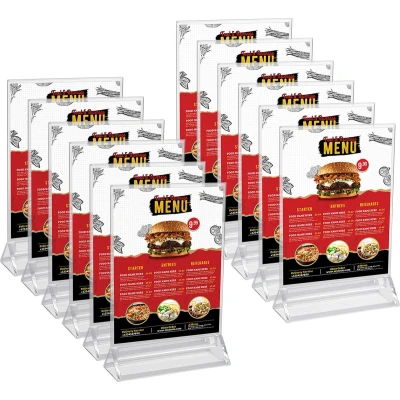 Afbeelding van Kurtzy Visuele houder A5 (12 stuks) L 16 x H 24,5 cm tafelstandaard / toonbank van transparant kunststof dubbelzijdig verticaal reclamestandaard, restaurantmenukaart en fotolijst
