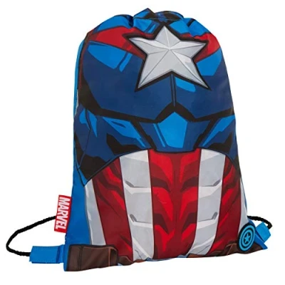 Afbeelding van Marvel Captain America Jongensrugzak met trekkoord, Blauw, Taille unique, Zak trekkoord