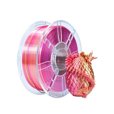 Afbeelding van iBOSS PLA Plus filament voor 3D printers, PLA+ filament, 1,75 mm, tweekleurig zijdefilament, glanzende co extrusie, 1 kg, FDM printer, roségoud