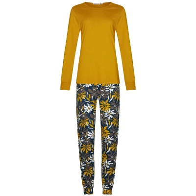 Afbeelding van Pastunette Moonlite Pyjama Katoen/Modal Oker/Blauw Maat 48