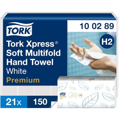 Image de TORK 100289 Essuie mains Xpress soft multifold premium 2 plis blanc H2 (21x150 pcs)