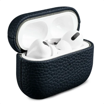 Afbeelding van Accezz Echt leren case Hoesje geschikt voor AirPods Pro 2 Donkerblauw