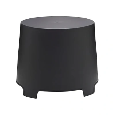 Afbeelding van Bijzettafel, rond, kunststof, antraciet, 46 x 40 cm, stapelbare tuinsalontafel, buitentafel, balkontafel, terras, camping, klein