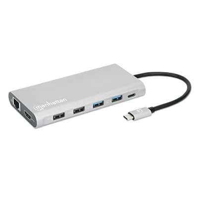 Afbeelding van Manhattan USB C PD 12 in 1 Dockingstation Laptopdockingstation Geïntegreerde kaartlezer, Power Delivery
