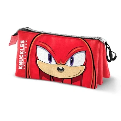 Afbeelding van Sonic The Hedgehog SEGA Drievoudig Etui met drie vakken, eenheidsmaat, Rode knobbeltjes, vakken