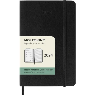 Image de Agenda civil semainier 2024 Moleskine Format de poche Couverture Souple Noir