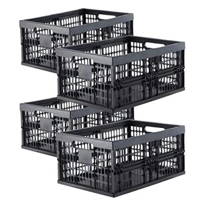 Afbeelding van Grizzly 4 stuks opvouwbare plastic voorraaddozen 32 liter zwart