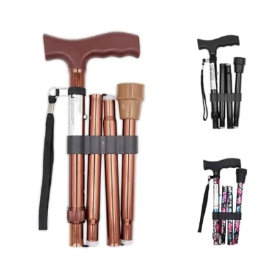Afbeelding van PEPE Opvouwbare Wandelstok voor Heren un Dames, Verstelbare Ouderen Wandelstokken Opvouwbaar Senioren, Folding Walking Stick for Seniors, Aluminium Bronzen