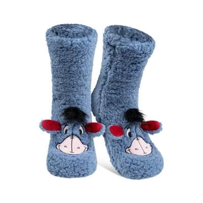 Afbeelding van Disney Iejoor Pluizige sherpa hutsokken met oren voor dames, Winnie de Poeh, warme wintersokken, één maat, blauw, 38 43, Blauw