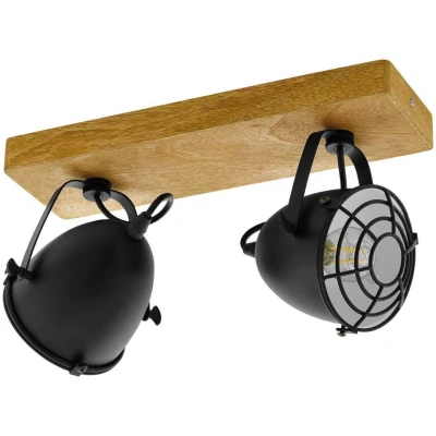 Afbeelding van EGLO Gatebeck wand/plafondlamp 2 lichts E14 hout/zwart