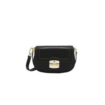 Afbeelding van FURLA Leren Schoudertas Club 2 Crossbody Bag Nero Zwart