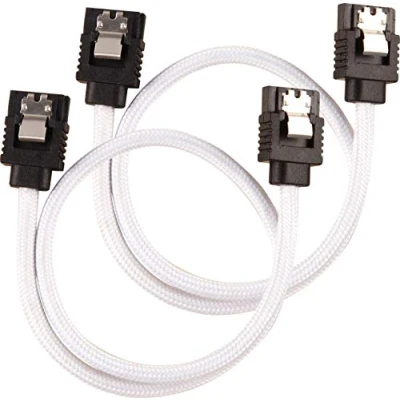 Image de corsair câble gainé premium sata 6gbps blanc 30cm droit (cc 8900249)