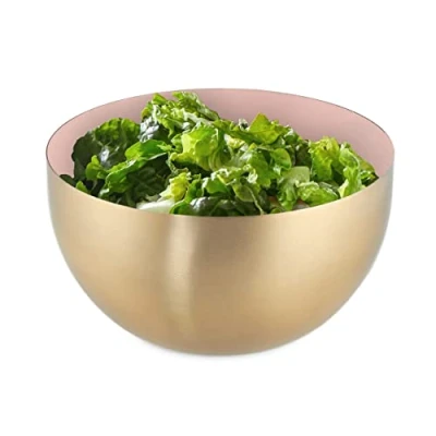 Afbeelding van Relaxdays saladeschaal 1 liter saladekom mengkom rond rvs bakken serveren roze