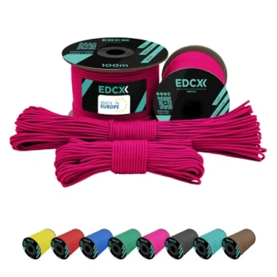 Afbeelding van EdcX 2 mm paracord 275 (15, 30, 50 en 100 m) 100% band, 3 strand touw, in vele kleuren (zacht roze, 15