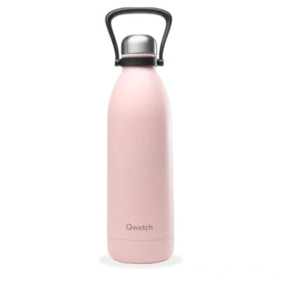 Afbeelding van Qwetch Grote thermosfles Pastel roze 1,5 liter 48 uur koud en 16 warm Waterdicht BPA vrij Roestvrijstalen fles met draaggreep Geïsoleerde thermoskan voor picknick, camping, familie