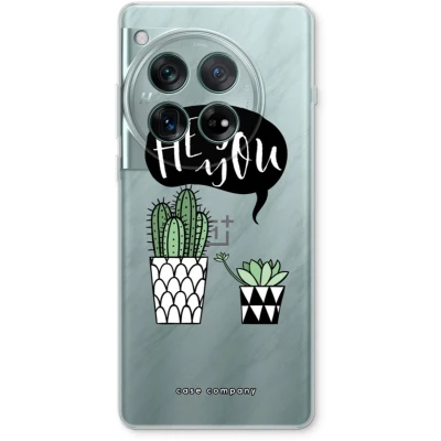 Afbeelding van Case Company® hoesje geschikt voor OnePlus 12r Hey you cactus Soft Cover Telefoonhoesje Bescherming aan alle Kanten en Schermrand