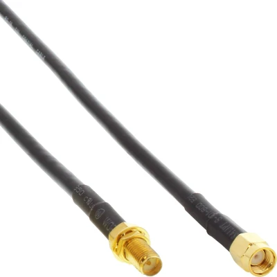Afbeelding van RP SMA (m) (v) verlengkabel RG58 50 Ohm / zwart 0,30 meter