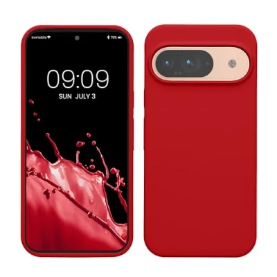 Afbeelding van kwmobile hoesje geschikt voor Google Pixel 9 / Pro case Siliconen telefoonhoesje Telefoon beschermhoes Smartphone cover in kersrood