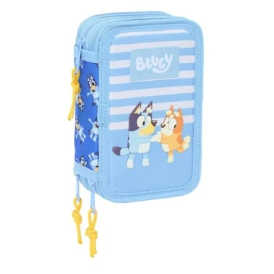 Afbeelding van Driedubbele Pennenzak Bluey Let&#039;s play Blauw 12,5 x 19,5 5,5 cm 37 Onderdelen