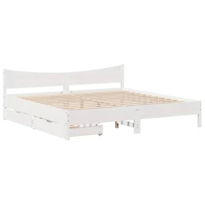 Afbeelding van vidaXL Bedframe met lades massief grenenhout wit 200x200 cm