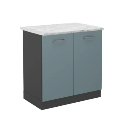 Afbeelding van Vicco Wastafelkast R Line, Blauw grijs/Antraciet, 80 cm WB Marmer
