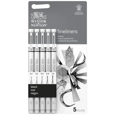 Afbeelding van Winsor &amp; Newton Zwarte Fineliner Set x5 Assortiment