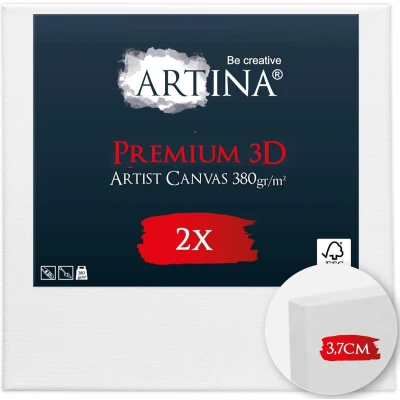 Afbeelding van Artina Set van 2 premium 3D canvas schilderij 90 x cm FSC® houten frame voor 100% katoen 380 g/m² zuurvrij wit schilderdoek stabiel 3 voudig gegrond