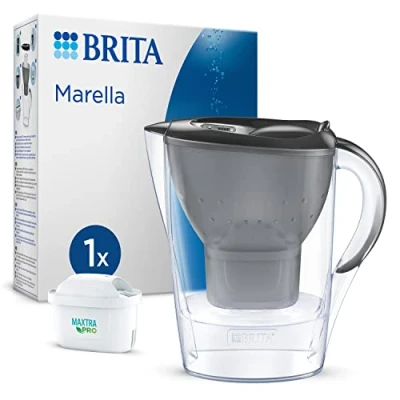 Afbeelding van BRITA Marella Waterfilterkan Grijs 2.4L met 1 MAXTRA PRO AIO Filter Duurzaam verpakt