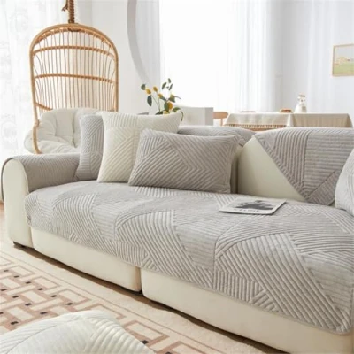 Afbeelding van LINGKY Housse Canapé 1/2/3/4 Places, de Coussin Canapé, d&#039;angle, Universelle Protege Canape, Protection Couvre Antidérapante (Gris Clair,110x210cm)