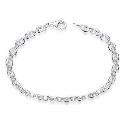 Afbeelding van MATERIA by Matthias Wagner Damesarmband van 925 zilver, koffiebonen, platte armband, Sterling zilver