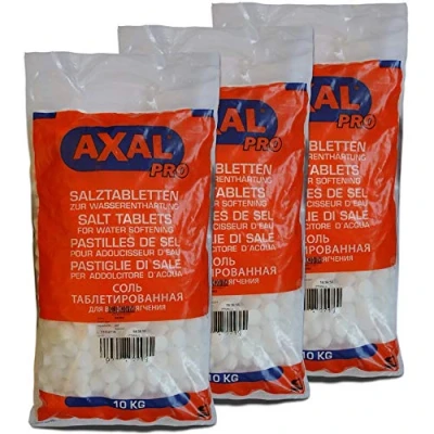 Afbeelding van Axal Pro Regenererende zouttabletten, 3 x 10 kg, tabletvorm, 30 voor het verzachten van zwembadwater