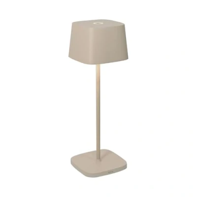 Afbeelding van Zafferano Ofelia Tafellamp Oplaadbare Buitenlamp Crème Spatwaterdicht (IP65) Bureaulamp Snoerloos Dimbare LED Lamp Draadloos Oplaadstation Terraslamp USB Oplaadbaar 29 cm x Ø10