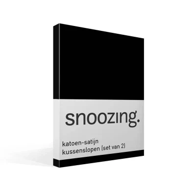 Afbeelding van Snoozing Katoen satijn Kussenslopen Set van 2 60x70 cm Zwart