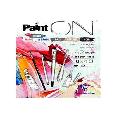 Afbeelding van Clairefontaine Paint ON A2 Formaat Blok 6 Kleuren 24 vel (6 x 4 vel), 250 grams