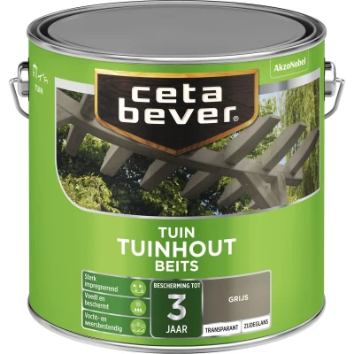 Afbeelding van Ceta Bever Tuinbeits Tuinhout Transparant 033 Grijs 2,5 liter Blanke lak &amp; Beits