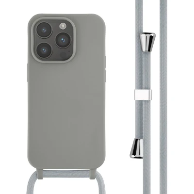 Afbeelding van iPhone 14 Pro Hoesje iMoshion Color Backcover met afneembaar koord Grijs