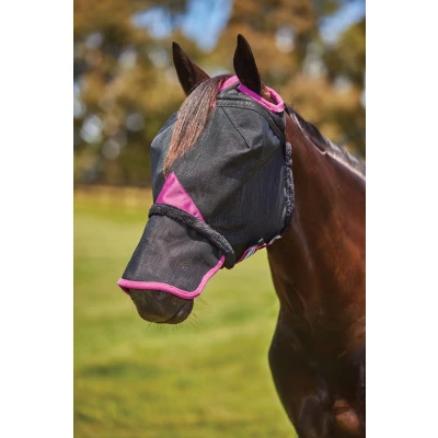 Image de Weatherbeeta Masque Anti Mouches Comfitec Deluxe Durable Mesh avec Nez Noir/Violet Cob