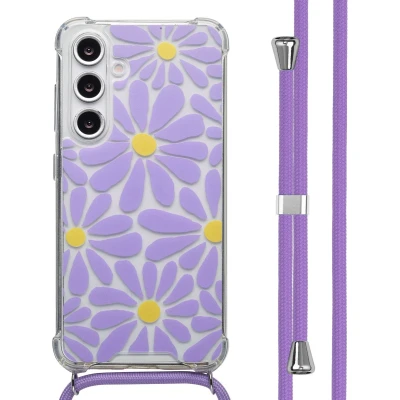 Afbeelding van imoshion Design hoesje met koord voor de Samsung Galaxy S24 FE Tropical Violet Flowers Connect