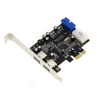 Image de Carte Contrôleur USB 3.0 sur Port PCI E NEC 2 Ports externes Equerre + internes connecteur 19 points