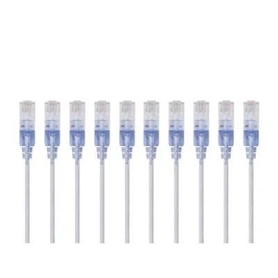 Afbeelding van Monoprice SlimRun 10 stuks Cat6A Ethernet patchkabel RJ45, 550 MHz, G, UTP, zuiver blank koperdraad, 30 AWG, wit